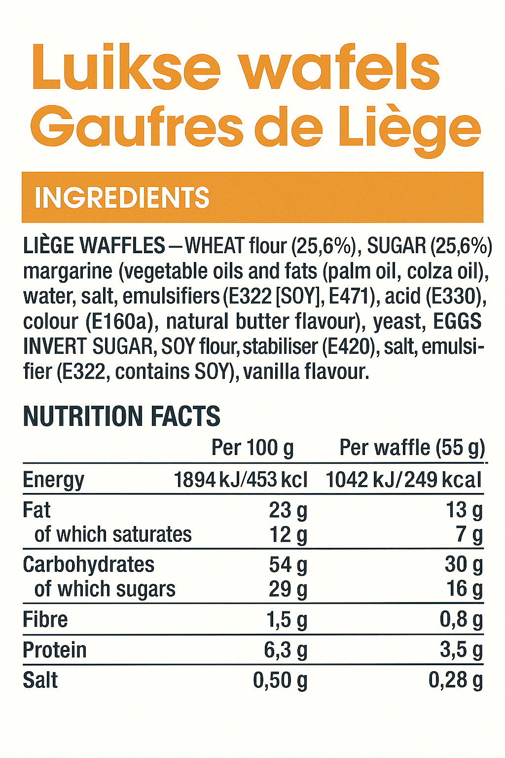 Every Day Classic Liège Waffles (10 × 55 g – 550 g)
