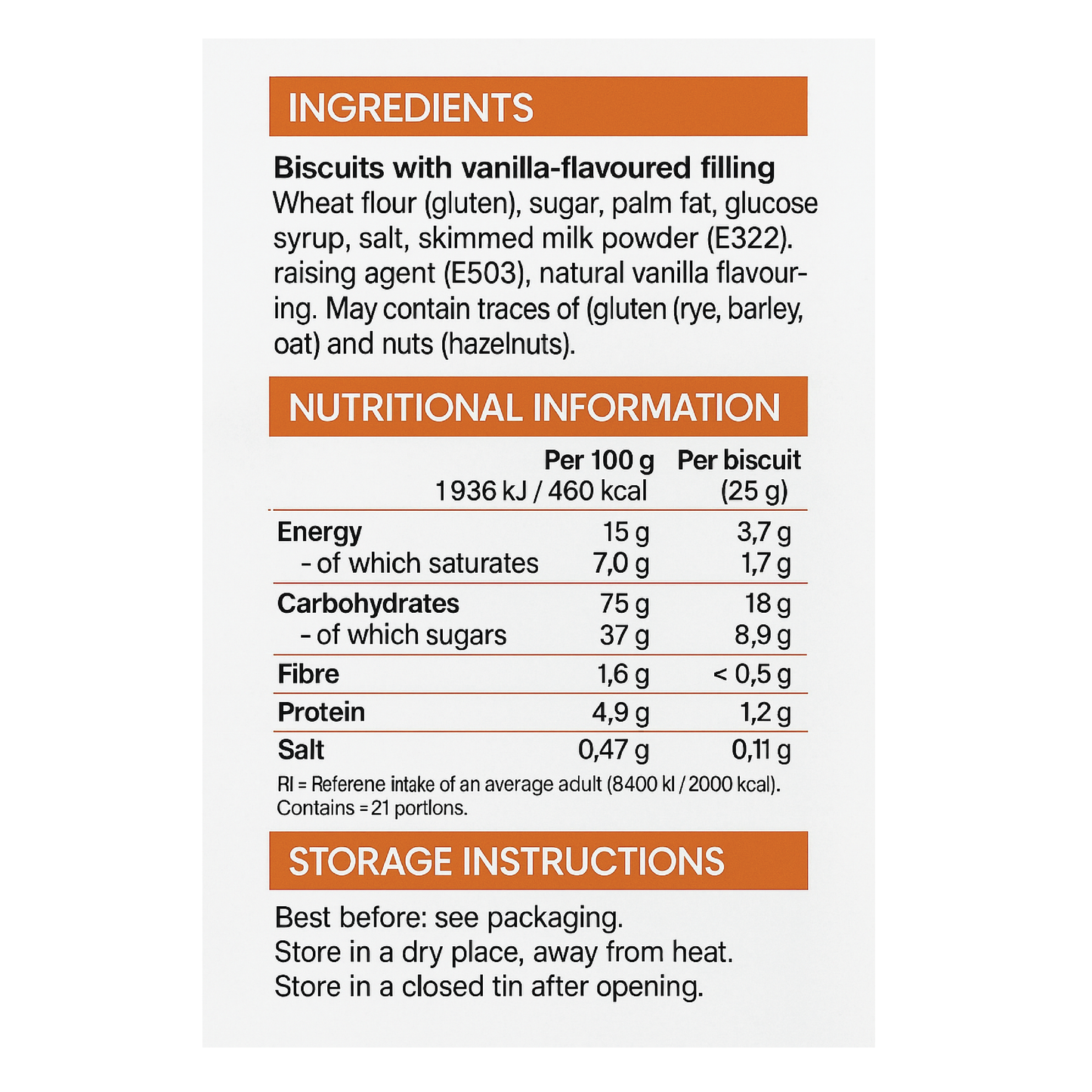 Every Day Vanilla Cream Filled Biscuits